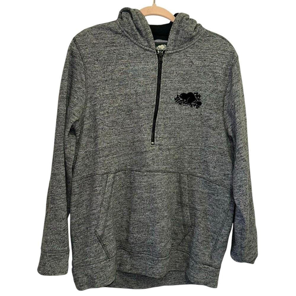Roots Salt & Pepper Half Zip Hoodie Women’s Medium Kangaroo Pocket
